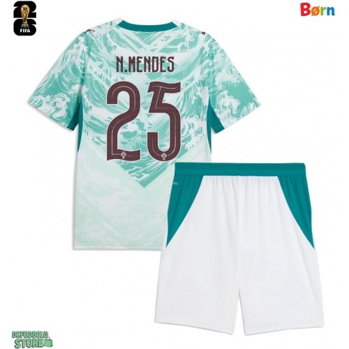 Portugal Nuno Mendes #25 Replika Babytøj Udebanesæt Børn VM 2026 Kortærmet (+ Korte bukser)